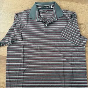 Ralph Lauren RLX Men’s Large Striped Polo Shirt - Red and Grey